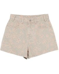 JNBY - Floral-Print Denim Shorts - Lyst