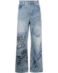 DOMREBEL - Graphic-print Straight-leg Jeans - Lyst