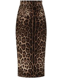 Dolce & Gabbana - Falda midi de chenille estampado de leopardo - Lyst