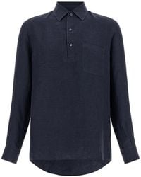 ZEGNA - Oasi Lino Long-Sleeve Linen Polo Shirt - Lyst