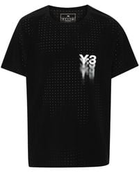 Y-3 - Perforiertes T-Shirt mit Logo-Print - Lyst
