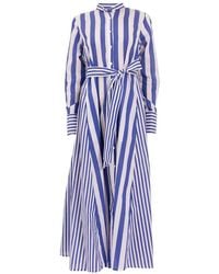 LAVI COUTURE - Robe Longue Ceinturée À Rayures - Lyst