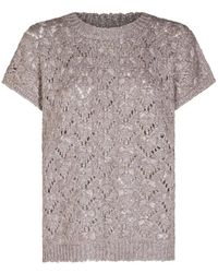 Fabiana Filippi - Open-Knit Short-Sleeve Sweater - Lyst