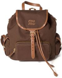 Miu Miu - Rucksack Mit Lederbesatz - Lyst