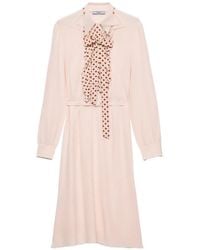 Prada - Embroidered Marocain Dress - Lyst