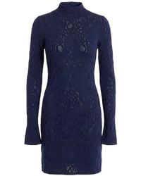 Dondup - Open-Knit Long-Sleeved Mini Dress - Lyst
