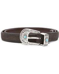 Eraldo - Engraved-Detail Suede Belt - Lyst