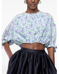 Rabanne - Floral Puff-Sleeved Crop Top - Lyst