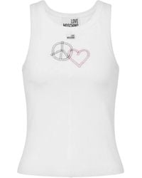 Love Moschino - Embroidered Stretch Cotton Top - Lyst