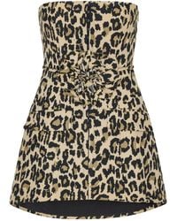 ROTATE BIRGER CHRISTENSEN - Leopard-Print Rosette Mini Dress - Lyst