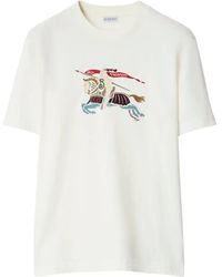 Burberry - T-Shirt Met Geborduurd Logo - Lyst