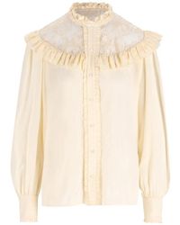 Chloé - Ruffled Lace-Panel Shirt - Lyst