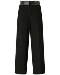 Pinko - Crystal-Embellished Wide-Leg Trousers - Lyst