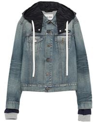 Miu Miu - Hooded Denim Jacket - Lyst