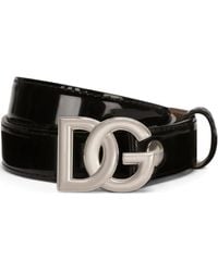 Dolce & Gabbana - Cintura In Vitello Lucido Con Logo Dg - Lyst