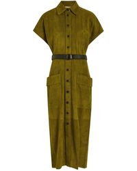 SKIIM - Liza Belted Suede Midi Shirt Dress - Lyst