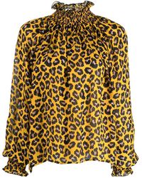 MSGM Blouse Met Luipaardprint - Geel