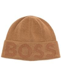 BOSS - Gestrickte Mütze mit Jacquard-Logo - Lyst