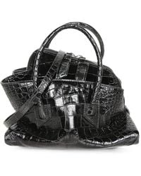 The Attico - Mini La Passeggiata Croc-Effect Handbag - Lyst
