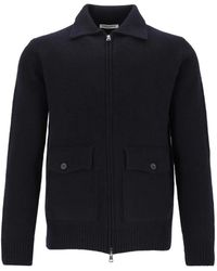 Al Duca d'Aosta - Zip-Up Flap-Pocket Cardigan - Lyst