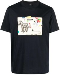 PS by Paul Smith - Zebra-motif Cotton T-shirt - Lyst