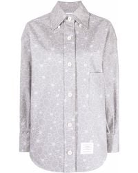 Thom Browne - Floral-print Oversized Cotton Shirt - Lyst