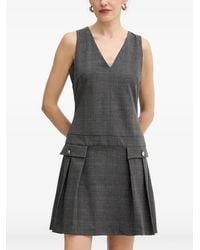 Morgan - Check-Pattern Pleated Mini Dress - Lyst