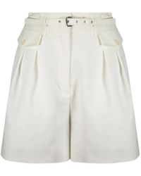 RED Valentino - Belted-Waist Pleated Shorts - Lyst