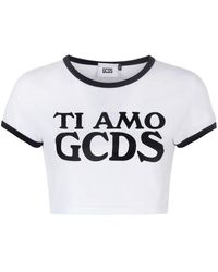 Gcds - Ti Amo Cropped T-Shirt - Lyst
