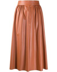 Harris Wharf London Jupe mi-longue en cuir artificiel - Marron