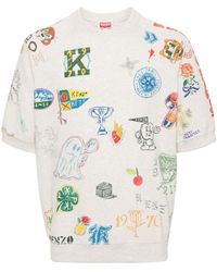 KENZO - Strukturiertes Drawn Varsity T-Shirt - Lyst