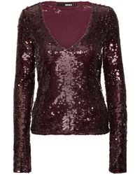 ROTATE BIRGER CHRISTENSEN - Sequin-Embellishment V-Neck Top - Lyst