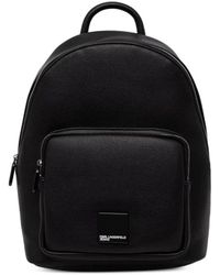 KARL LAGERFELD - Logo-Plaque Pebbled-Effect Backpack - Lyst