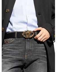 Versace - Buckle Crest Leather Belt - Lyst