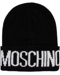 Moschino - Logo-Intarsia Turn-Up Beanie Hat - Lyst