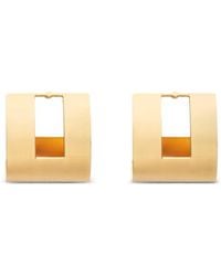 Elisabetta Franchi - Curved Earrings With Logo - Lyst