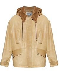Loewe - Leren Jack Met Ribfluwelen Kraag - Lyst