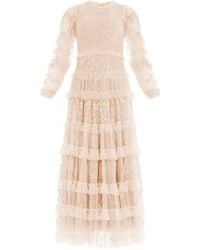Needle & Thread - Gerüschtes Blossom Midikleid Mit Spitze - Lyst