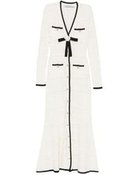 Self-Portrait - Bow-Detail Pointelle-Knit Midi Dress - Lyst