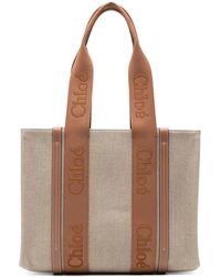 Chloé - Woody Linen Tote Bag - Lyst