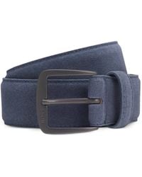 BOSS - Italian-Suede Belt With Gunmetal Buckle - Lyst