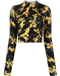 Versace Jeans Couture - Chain Couture-Print Cropped Jumper - Lyst