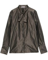 ROSSO35 - Bow-Detail Long-Sleeve Shirt - Lyst
