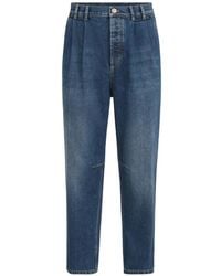 Brunello Cucinelli - Comfort Cotton Denim Iconic-Fit Five-Pocket Trousers With Double Pleats - Lyst
