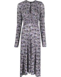 Isabel Marant - Floral-Print Long-Sleeve Midi Dress - Lyst