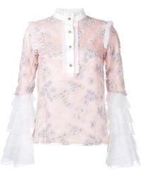 Macgraw - Blusa con volantes y estampado de cashmere - Lyst