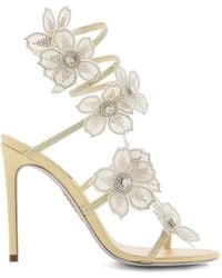 Rene Caovilla - Floral-Embellished Spiral Sandals - Lyst
