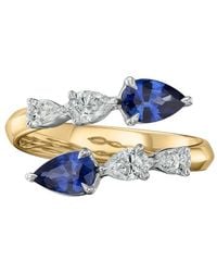 Phillips House - 18k Yellow Gold Sapphire Diamond Crossover Ring - Lyst