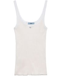 Prada - Top De Algodón De Canalé - Lyst