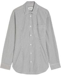 Agolde - Cinched Stripe-Pattern Long-Sleeve Cotton Shirt - Lyst